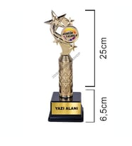 Kişiselleştirilebilir Yıldız Temalı Ödül Kupası 1 Adet 31,5 cm ( Not Yazılabilir)