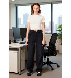 Kadın Açık Relaxed Fit Denim Pantolon Fonksiyonel Dayanıklı Kaliteli Konforlu Estetik Spor