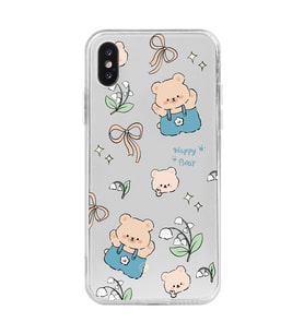 Iphone X ve XS Uyumlu Happy Bears Tasarımlı Şeffaf Telefon Kılıfı