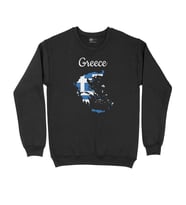 Yunanistan Haritalı ve Bayraklı Siyah Sweatshirt