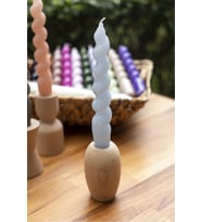 Spiral Mavi Şamdan Mum 17 Cm