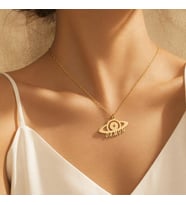 Kişiye Özel 925 Ayar Gümüş Tasarım Satürn Model İsim Kolye (Gold)