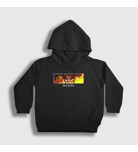 Presmono Unisex Çocuk Siyah Rengoku Anime Demon Slayer Kimetsu No Yaiba Kapüşonlu Sweatshirt 309321tt