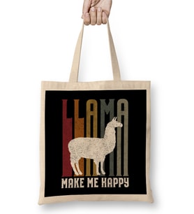 Cute & Funny Llama Make Me Happy Retro Llamas Bez Çanta Uzun Saplı