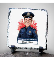 Kişiye Özel Hediye Karikatürlü En İyi Erkek Polis Memuru Dekoratif Taş