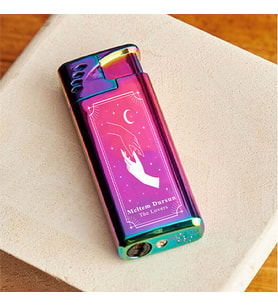Kişiye Özel İsimli ve Kutulu Gazlı Rüzgara Dayanıklı Pembe Police Çakmak Tarot The Star The Love Baskılı (Model 1)