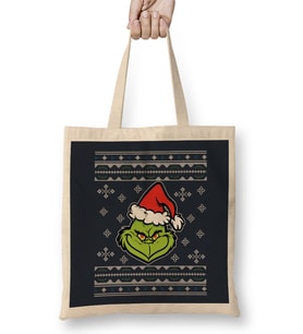 Dr Seuss The Grinch Christmas Knit Pattern Bez Çanta Uzun Saplı