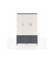 Arges Dolap 5 Raflı 6 Çekmeceli Tek Askılı 132x30x195 Antrasit-Aytaşı/Antrasit