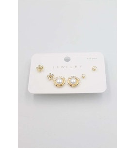 Çoklu Set Küpe - Altın