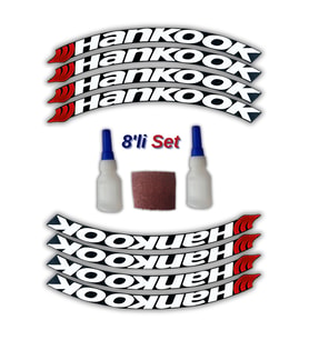 Hankook Otomobil Motosiklet 3D Araç Lastik Jant Yazısı Arma Sticker Şerit  Beyaz _ 8'Li Set