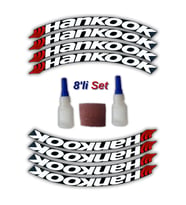 Hankook Otomobil Motosiklet 3D Araç Lastik Jant Yazısı Arma Sticker Şerit  Beyaz _ 8'Li Set