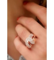Zirkon Taşlı Baget 925 ayar Gümüş Rose Yüzük