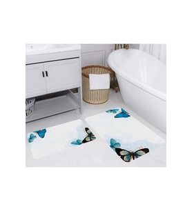 Rovigo Home Dijital Baskılı 2'li Banyo paspas Takımı RVG5262 (Mavi)