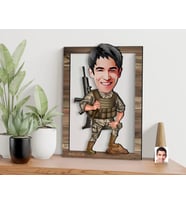 BK Gift Kişiye Özel Asker Karikatürlü 3D Ahşap Tablo, Sevgiliye Hediye, Arkadaşa Hediye, Yıl Dönümü Hediyesi, Doğum Günü Hediyesi-4