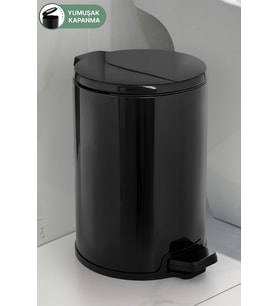 Yumuşak Kapanan Çelik Çöp Kovası, Siyah, 12 Litre, Pedallı, Pratik Kullanım