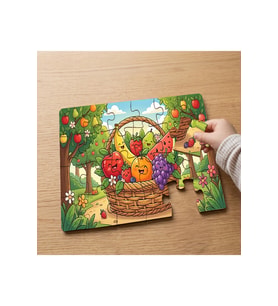 Sepette Mutlu Meyveler Tasarımlı 24 Parça Ahşap Çocuk Puzzle