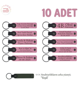 Pembe & Yeşil, Turnuvalar İçin Üzerine İsim Ve Özel Mesaj Yazılabilen, 10'lu Anahtarlık Set