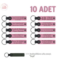 Pembe & Yeşil, Turnuvalar İçin Üzerine İsim Ve Özel Mesaj Yazılabilen, 10'lu Anahtarlık Set