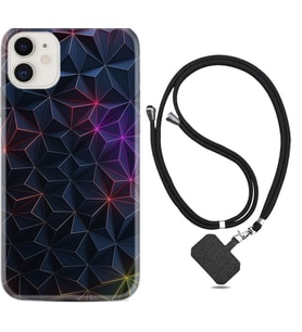 Apple iPhone 11 12 13 Mini Kılıf Boyun Askılı Silikon Renkli Prizmalar 1783