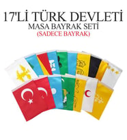 17'li Türk Devletleri Masa Bayrağı Seti 15x22,5( Sadece Bayrak) (Kırmızı)