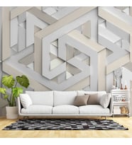 3 Boyutlu Geometrik Üçgen Kabartma Görünümlü Duvar Kağıdı Baskı