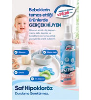 Bebek Dezenfektan Sprey Alkolsüz Bebek Dezenfektanı Çanta Boy 200ml Saf Hipokloröz Okul Hijyen Spreyi Baby Kids Biberon Emzik Temizleyici