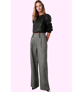 Kadın Palazzo Pantolon Desenli Wide Leg Boru Paça Günlük Stil Hafta Sonu Dayanıklı Malzeme (Gri)