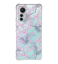 Xiaomi Mi 12 Lite Uyumlu Köşe Korumalı Antişok Kapak Floral Pudra Tasarımlı Şeffaf Silikon Kılıf