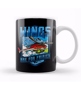 Wings Are For Fairies Helicopter Pilot Flying Pun Kupa Bardak Porselen
