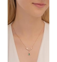 Rose Renk Kanatlı Damla Model Yakut Taşlı  Gümüş Kolye Gkldmlm2del-ros