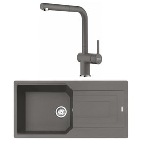 Franke UBG 611-100 Stone Grey Granit Eviye + Franke Active Plus Doccia 2.0 Stone