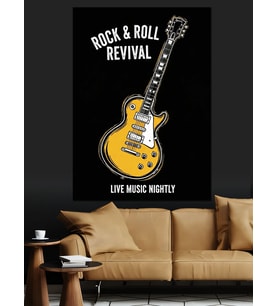 Rock Revıval Elektro Gitar Dekoratif Kanvas - Mdf Ahşap Tablo