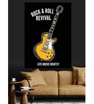 Rock Revıval Elektro Gitar Dekoratif Kanvas - Mdf Ahşap Tablo