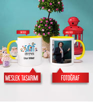 Sınıf Öğretmeni Kupa Bardak Sarı Fotoğraflı