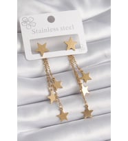 316L Çelik Gold Renk Yıldız Model Çoklu Sallantı Yıldız Kadın Küpe - TJ-BKP9586