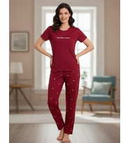Boyraz Slim Fit Dar Kesim Kadın Milan Bisiklet Yaka Kısa Kol Pijama Takımı 11003B - 1 Adet (Bordo)