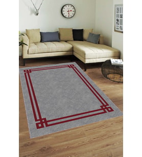 Bordo Çerçeveli Kaymaz Taban Makinede Yıkanabilir Halı RV058 - 100 x 160 cm