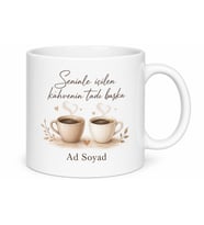 Kişiye Özel Eşe Kahve Arkadaşım Baskılı Kupa Bardak Hediye