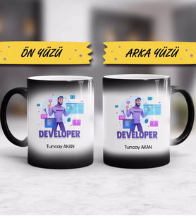 Developer Tasarımlı Kişiye Özel Hediye Developer Sihirli Kupa Bardak