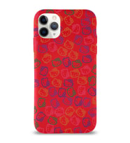 Apple iPhone 11 Pro Max Uyumlu Lansman Kılıf Hello Kitty Tasarımlı İçi Kadife Kapak-Kırmızı (Şeffaf)