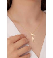 925 Ayar Gümüş Gold Kaplama İsim Kolye