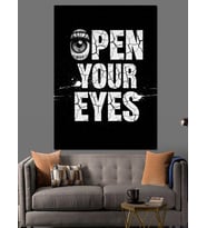 Göz Detaylı Tipografik Poster Dekoratif Kanvas - Mdf Ahşap Tablo