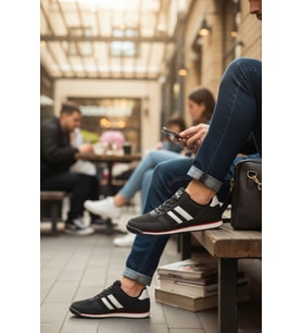 Enoch Erkek Şeritli Retro Spor Ayakkabı - Kırmızı Detaylı Günlük Sneaker