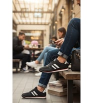 Enoch Erkek Şeritli Retro Spor Ayakkabı - Kırmızı Detaylı Günlük Sneaker