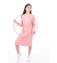 Toontoy Kız Çocuk  Neon Baskılı Elbise (Koyu Pudra)