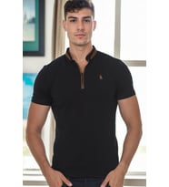T9571 DEWBERRY FERMUARLI ERKEK T-SHIRT-SİYAH