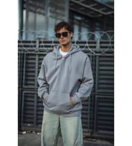 Oversize Tam Fermuarlı Uzun Kol Hırka - Gri