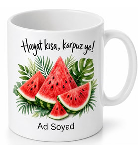 Karpuz Temalı Yaz Kupası Özel Baskılı Porselen Kupa Bardak Hediye