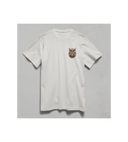 Baykuş Desenli Unisex Yarım Kollu Bisiklet Yaka %100 Pamuk Oversize T-shirt (Beyaz)