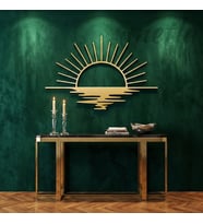 Metla Metal Deniz Üzeri Güneş Gold ve Siyah Modern Metal Duvar Tablosu Salon Ofis Lüks Hediye